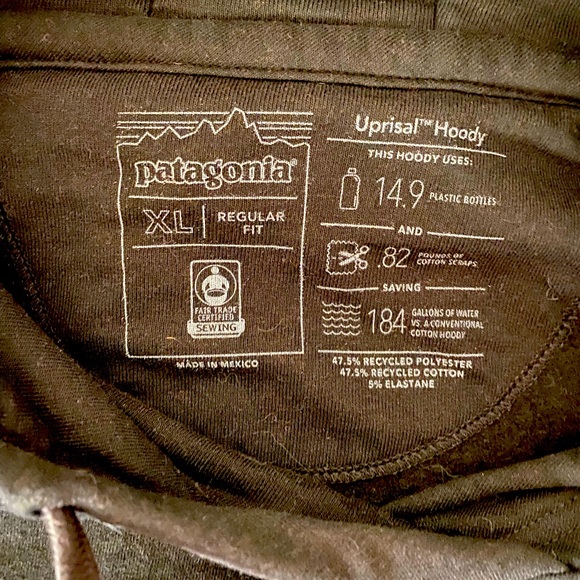 Patagonia P-6 Logo Uprisal Hoodie Mens XL Black Pullover Sweatshirt With Pockets - Picture 5 of 5